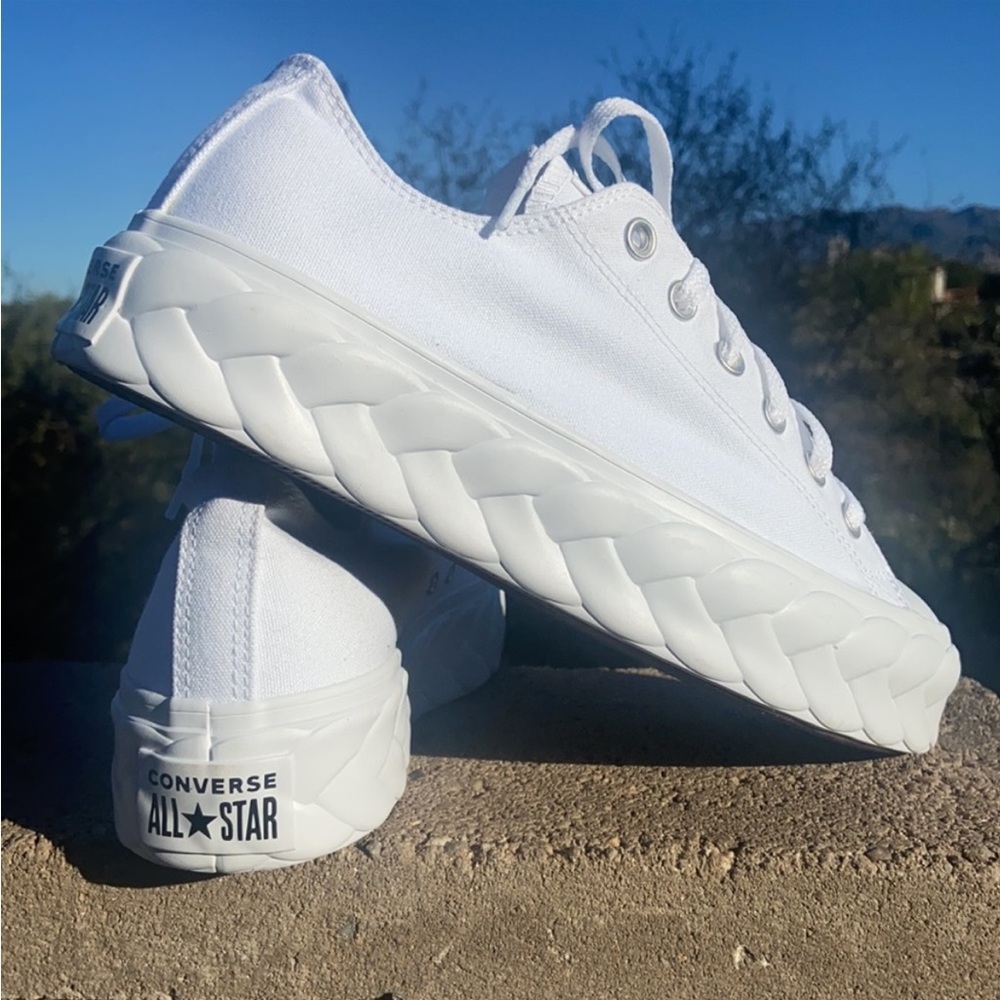 👟 New Cable Lift Converse CTAS OX Platform Braided Sole White Canvas Sneakers - Picture 7 of 15